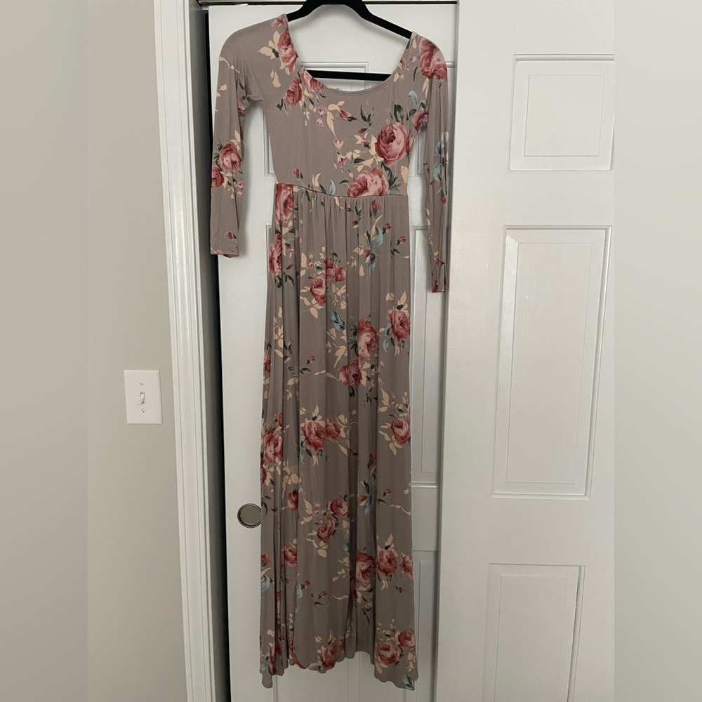 Pink blush floral maxi dress